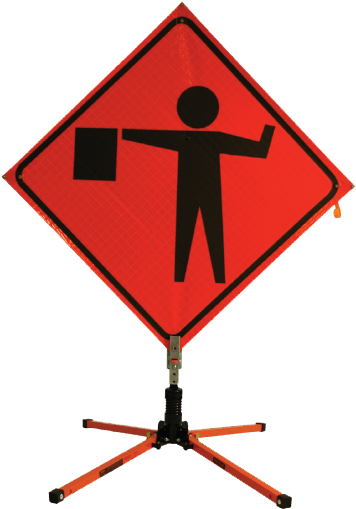 Portable Traffic Sign Stand With Roll Up Sign - Traffic Sign Stands Canada (392x537)