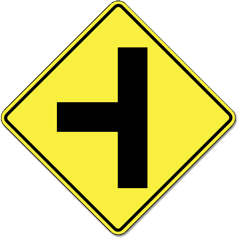 Which Sign Indicates That One Lane Of Traffic Joins - Side Road Ahead Sign (496x497)