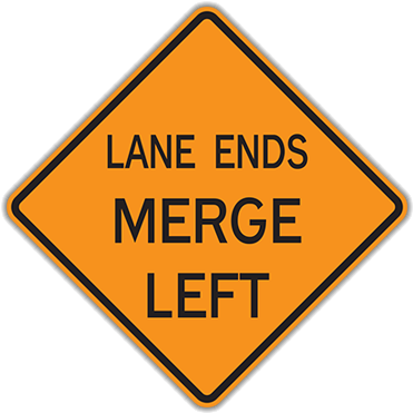 W9-2 Lane Ends Merge - Lane Ends Merge Left Sign (1000x1000)