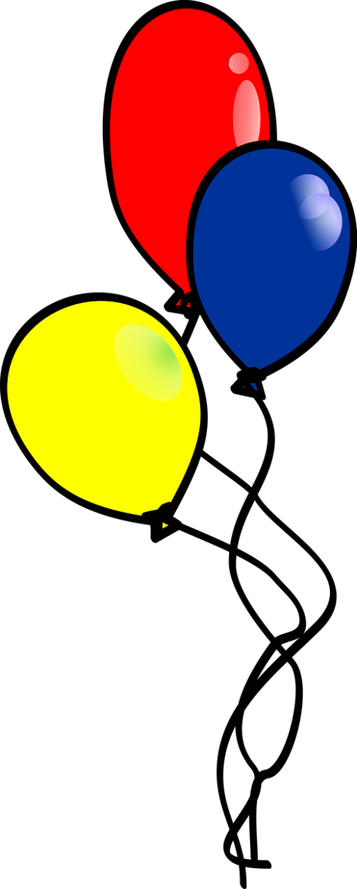 Balloons 3 Primary Colors,balloons With Highlight Bubbles,birthday - Imagenes Con Los Colores Primarios (514x1280)