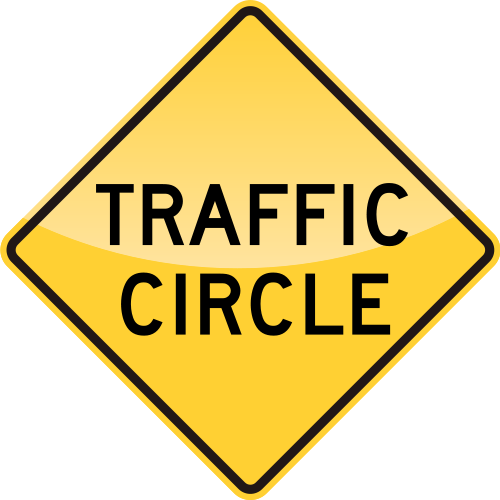Traffic Circle - Slower Traffic Keep Right Sign (500x500)