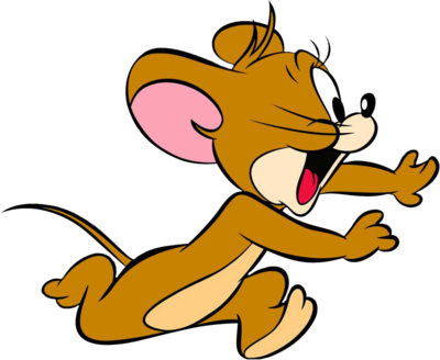 Tom And Jerry Logo Sticker - Jerry Running From Tom (400x328)