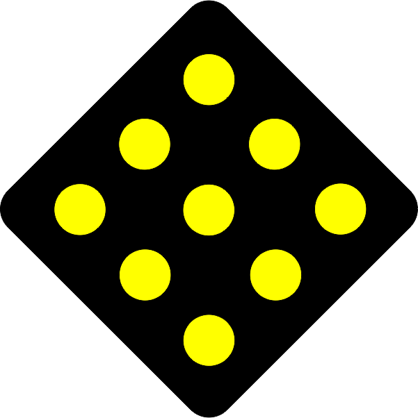 Om1-2 Type 1 Object Marker With Reflectors - Black Sign With Yellow Dots (601x602)