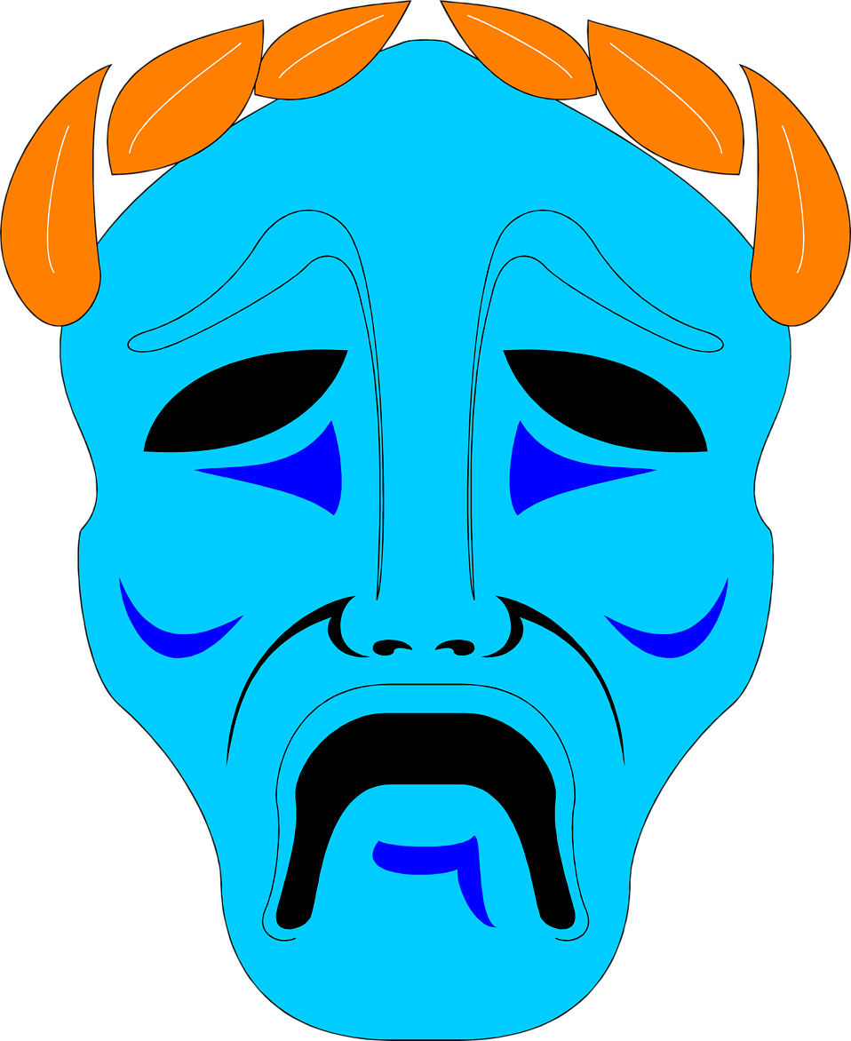 Mask Theatre Tragedy Clip Art - Mask Theatre Tragedy Clip Art (958x1172)