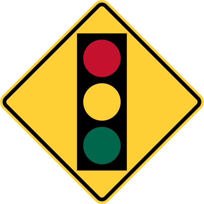 Warns The Driver Of An Upcomming Traffic Light - Traffic Light Road Sign (682x682)