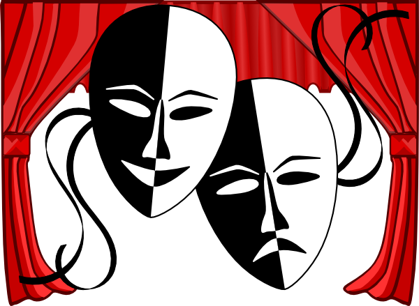 Theatre Masks Clip Art - Theatre Curtains Clip Art (600x439)