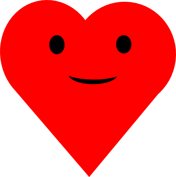 Red Heart Smile Clip Art - Happy Heart Clip Art (594x598)