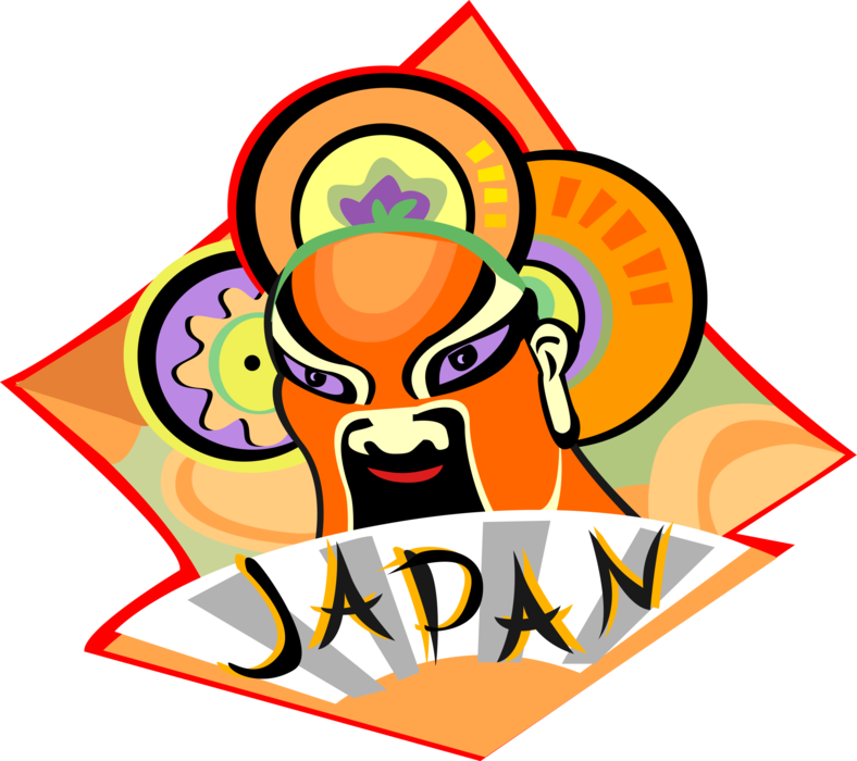 Vector Illustration Of Japanese Kabuki Theatre Or Theater - Guess Who? (788x700)