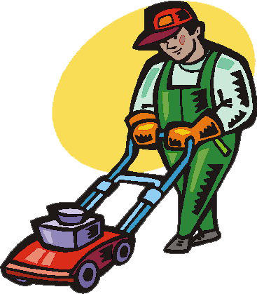 Jardinería Ornato - Lawn Service Cartoon (367x419)