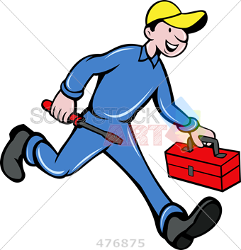Stock Illustration Of Cartoon Handyman In Blue Uniform - Electricista Caminando (340x353)