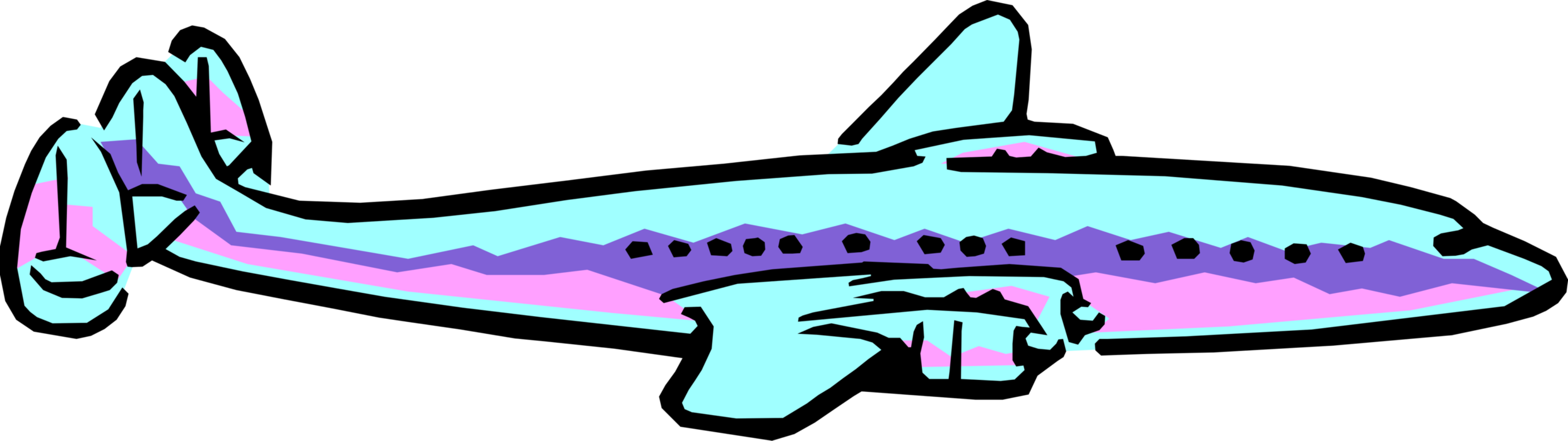 Vector Illustration Of Propeller Driven Passenger Plane - Illustration (2485x700)