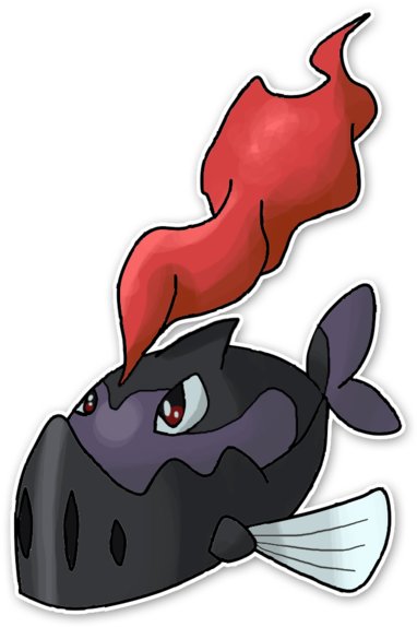 Helmarine, The Helmet Fish Fakemon By Xxdeviouspixelxx - Cartoon (400x588)