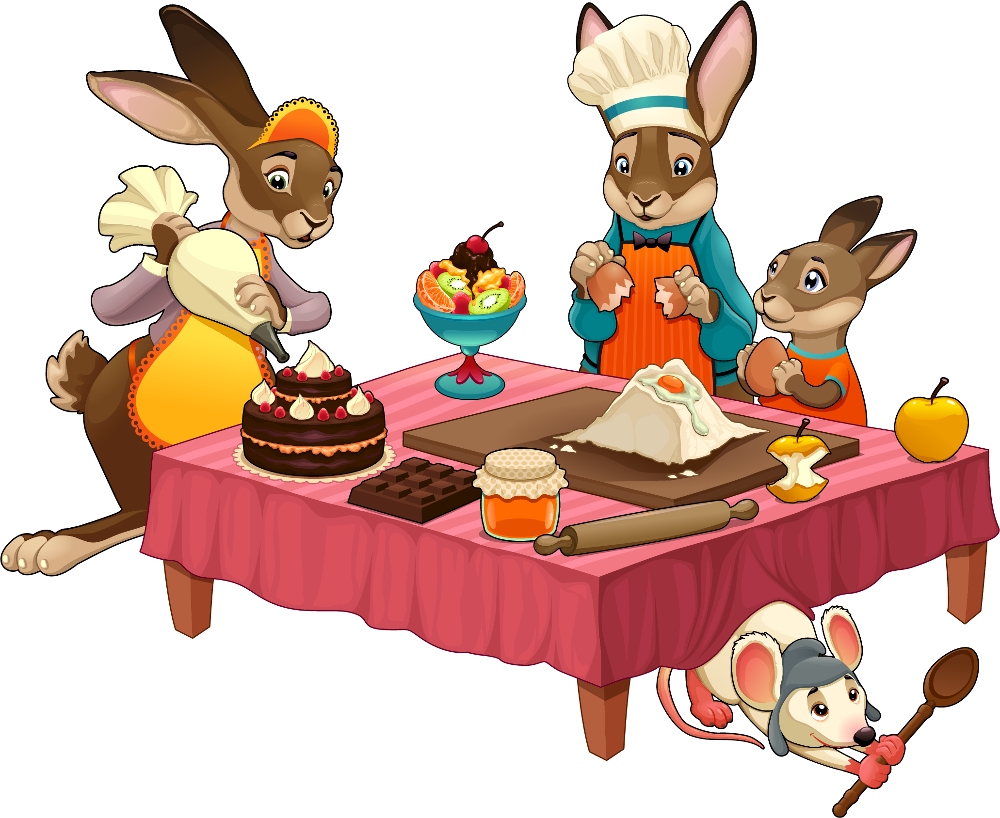 Candy Apple Cooking Rabbit Illustration - Candy Apple Cooking Rabbit Illustration (2062x1688)