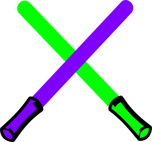 Green And Purple Light Saber Clip Art - Green And Purple Lightsabers (600x561)