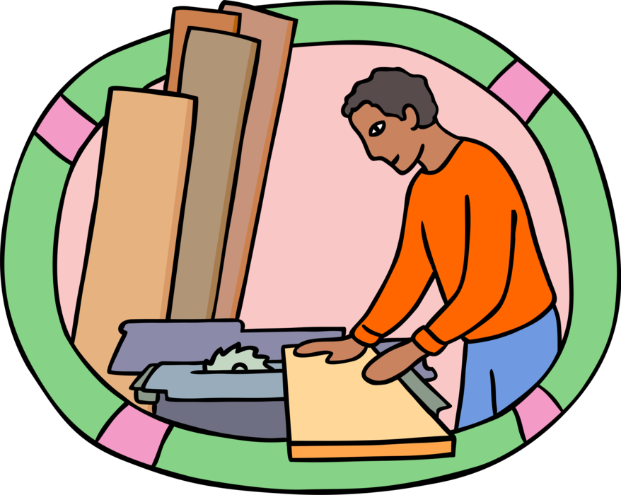 Vector Illustration Of Handyman Home Renovation Carpenter - Carpenter Working (878x700)