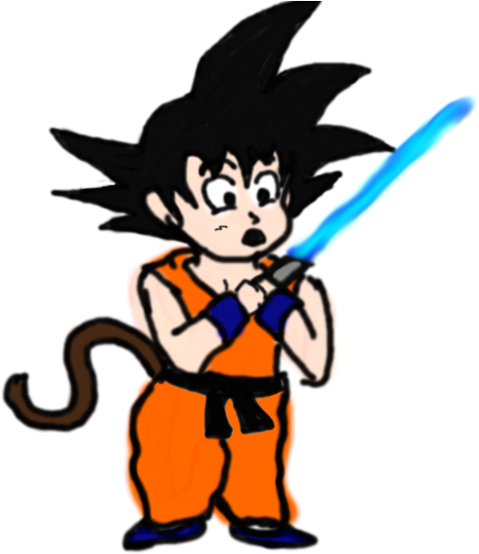 Goku Holding A Lightsaber By Blue-laserbeam - Drawing (1028x777)