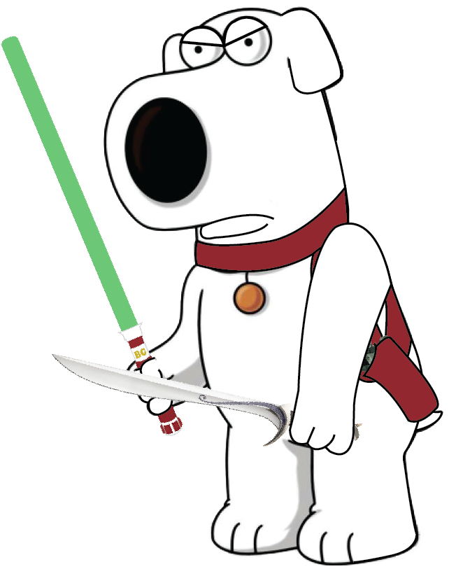 Brian With His Weapons - Brian Griffin Png (715x812)