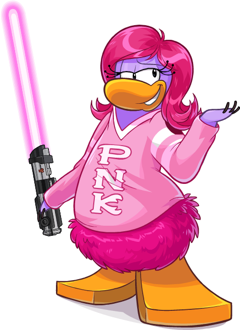 Pnk Member With Lightsaber - Club Penguin Monsters University Pnk (502x679)