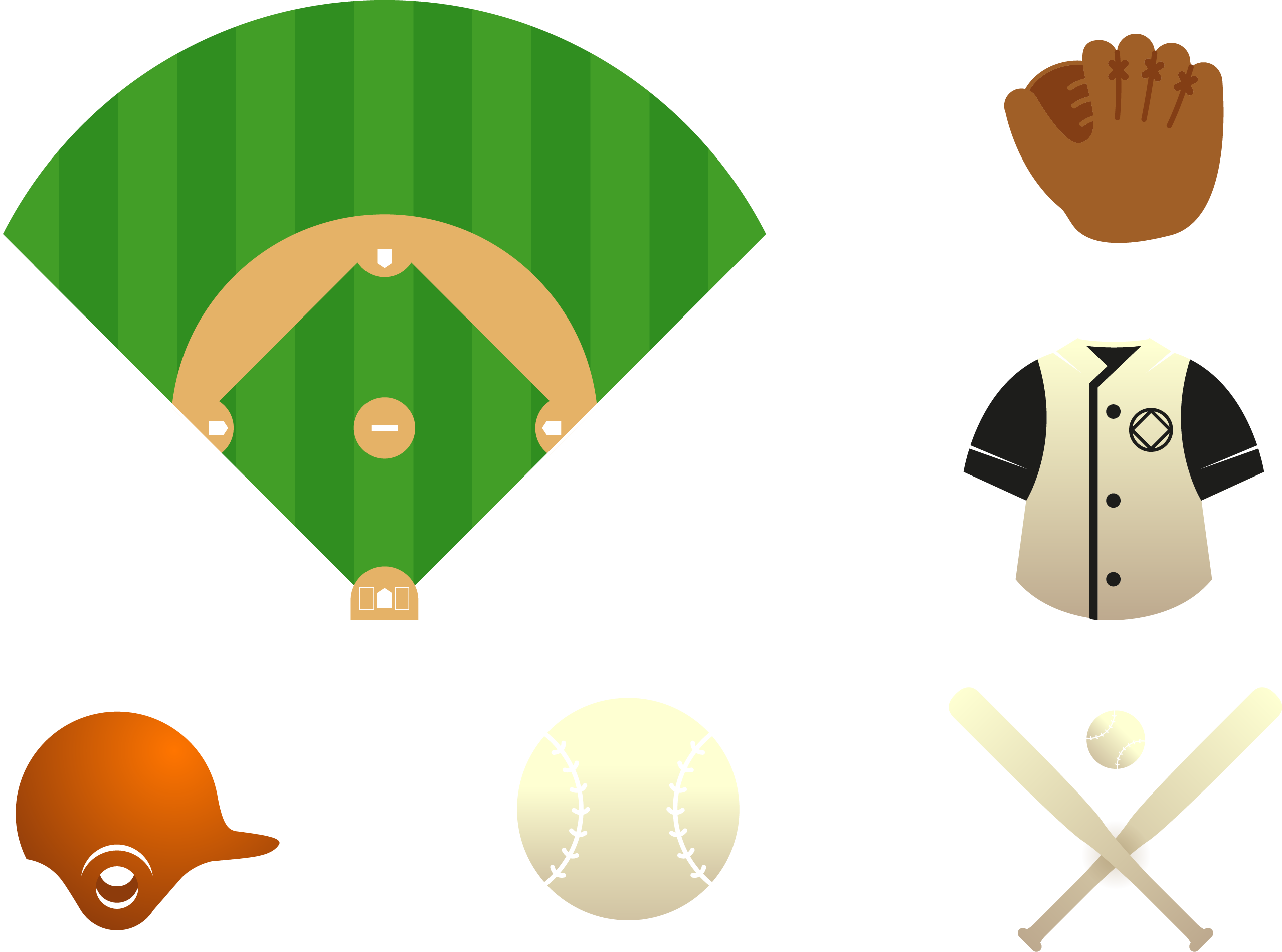 Vector Illustration Baseball Supplies 2557*1898 Transprent - Vector Illustration Baseball Supplies 2557*1898 Transprent (2557x1898)