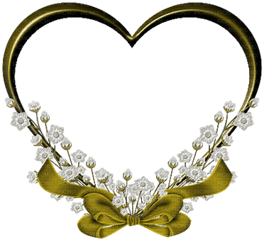 Heart Gold Flower - Love Heart Frame Png (400x366)