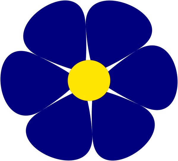 Blue Flower Clipart Large Flower - 60's Flower Power Clipart (600x542)