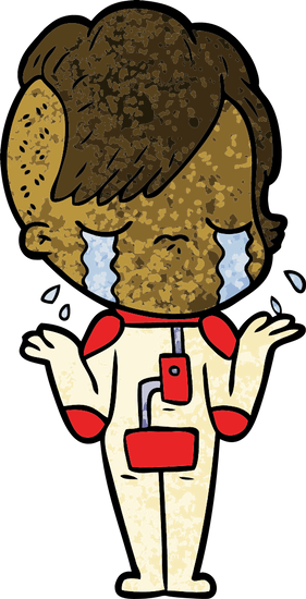 Cartoon Crying Girl Wearing Space Clothes - Astronaut (281x550)