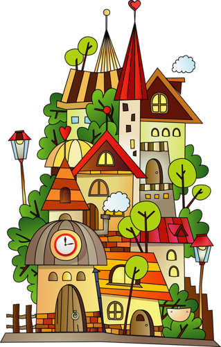 Arana Альбом «clipart / Clipart5 / For The Kids» На - Cartoon Town Drawing (319x500)