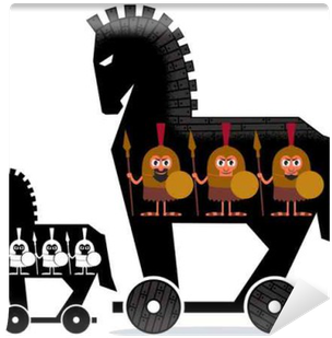Fotobehang Trojaans Paard / Trojan Cartoon Paard Met - Cavalo De Troia Desenho (400x400)