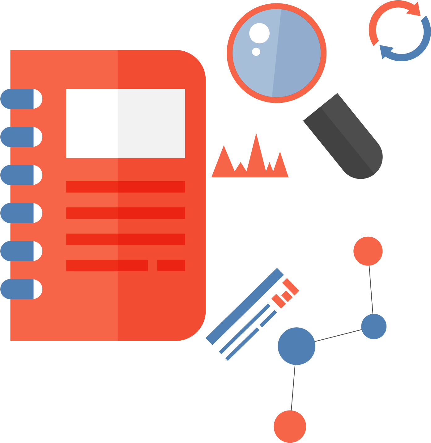 Magnifying Glass Notebook Icon - Diagram (1500x1500)