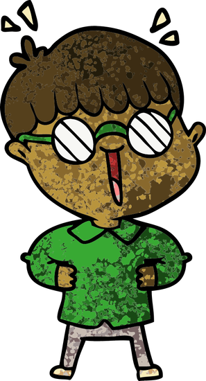 Cartoon Boy Wearing Spectacles - Dibujo De Niño Con Gafas (297x550)