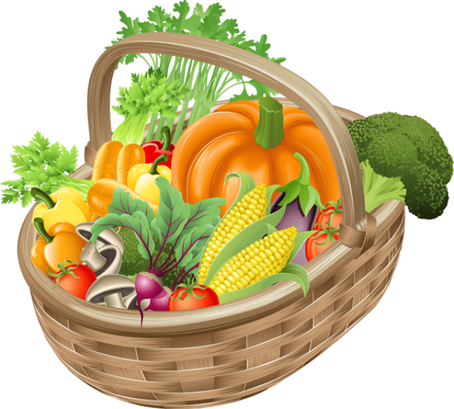 Vegetables Clipart Day - Basket Of Fruits And Vegetables Clipart (640x577)