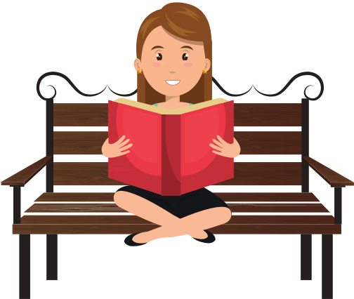 Woman Reading Book In Park Chair - Reading Newspaper Vector (550x550)