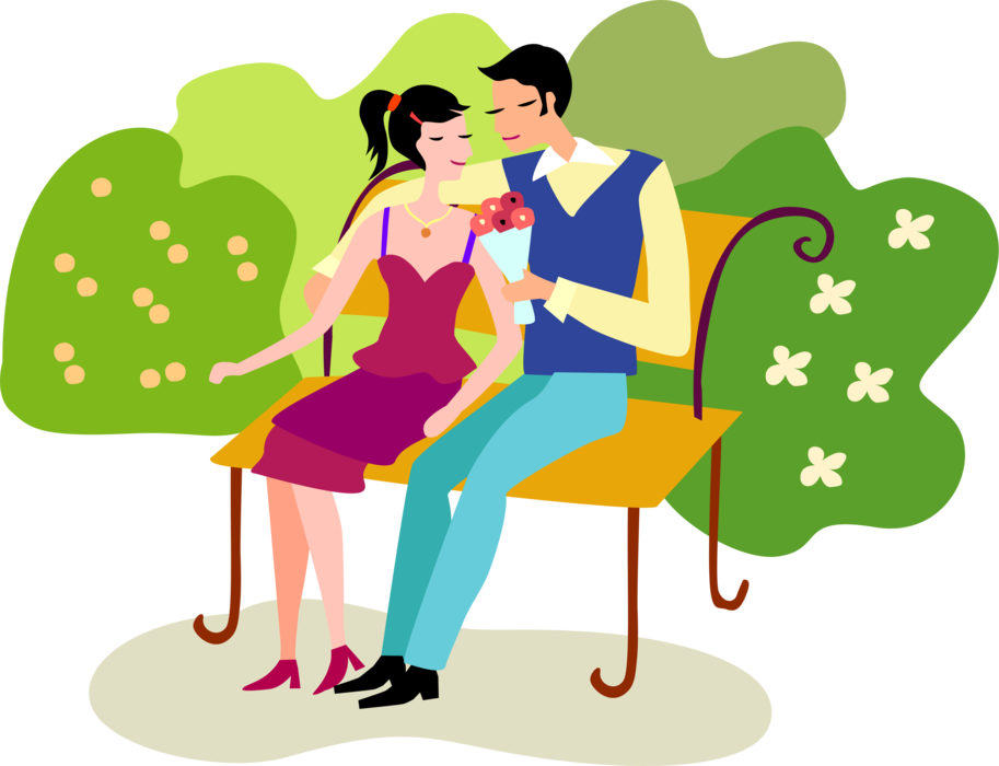 Vector Illustration Of Romantic Couple In Relationship - Make Sentences With Enough (913x700)