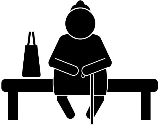 The Old Lady Is Sitting On The Park Bench - Pictogram (640x480)