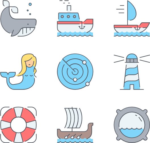 Nautical And Marine Icons Stock Vector - Nautical And Marine Icons Stock Vector (600x564)