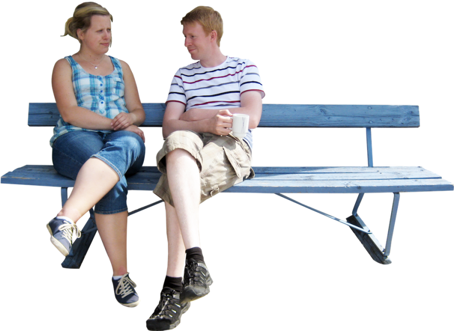 Sitting Park Bench - People Sitting On Bench Up Png (887x1024)