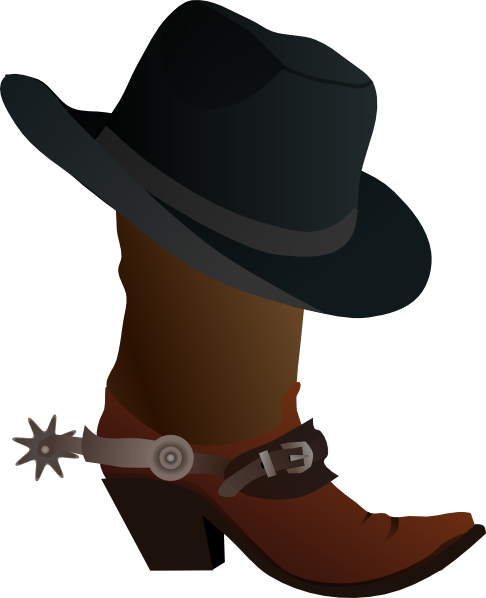 Farmer Hat Clipart Black And White - Boot (555x588)