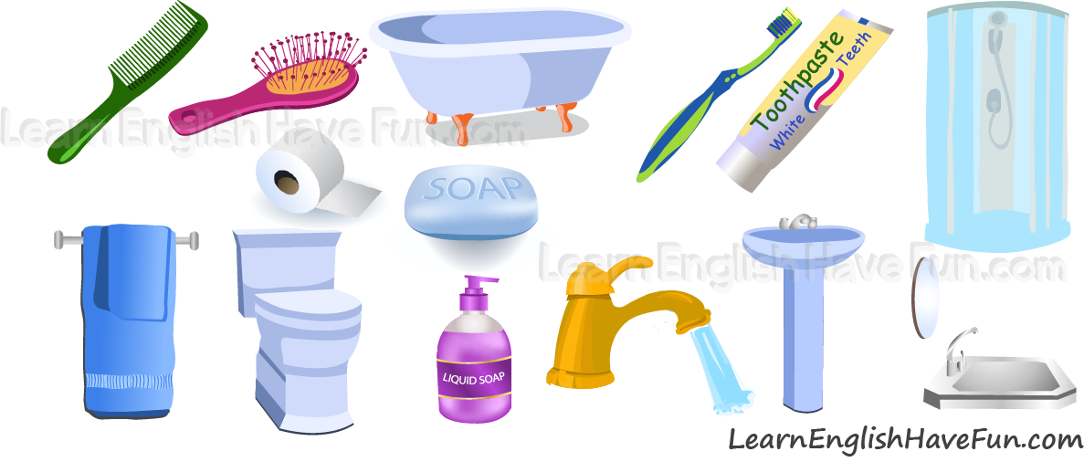 Bathroom Vocabulary - Bathroom Objects (1187x506)