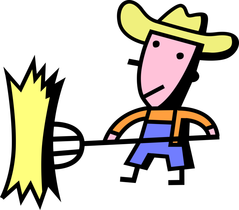 Vector Illustration Of Farmer Harvests Farming Hay - Gif (795x700)