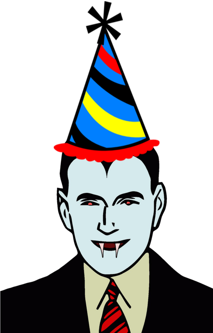 Handing Out Party Hats Made Out Of Paper With The Word - Dracula (735x1200)