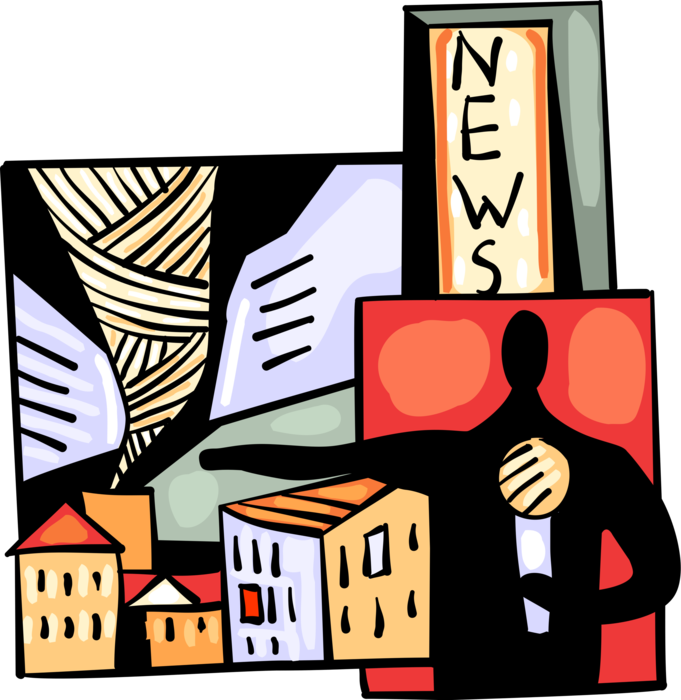 Vector Illustration Of Breaking News Reporter With - Vector Illustration Of Breaking News Reporter With (681x700)