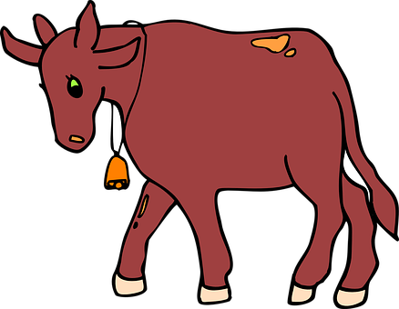 Cow, Bell, Looking, Down, Walking - Animated Cows Walking Transparent (438x340)