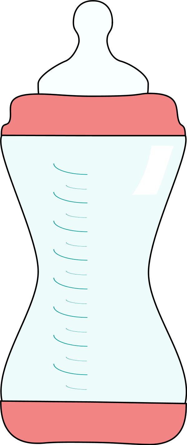 Transparent Baby Bottle Clipart - بزازه Png (600x1422)
