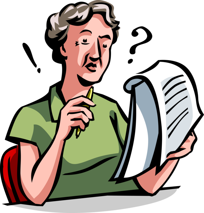 Vector Illustration Of Retired Elderly Senior Citizen - Confused Teacher Clipart (669x700)