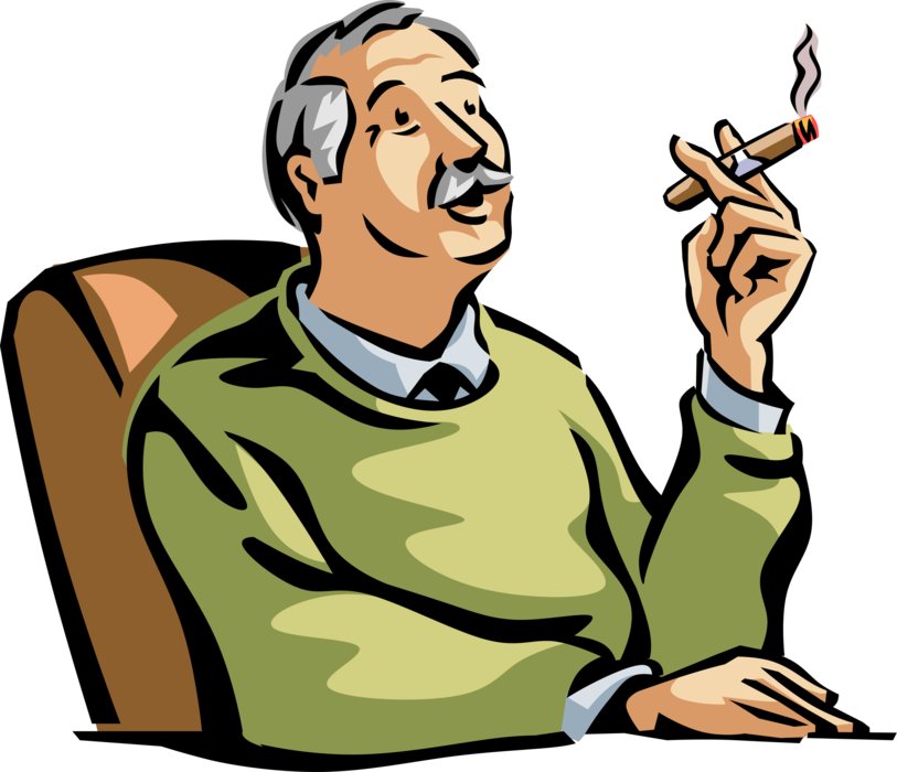 Vector Illustration Of Retired Elderly Senior Citizen - Smoking Clip Art (813x700)