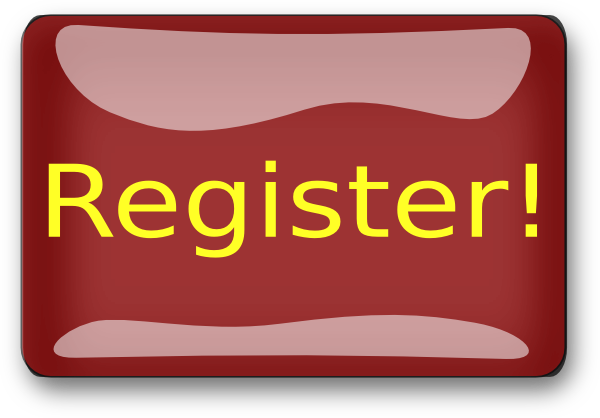 Red Rectangle Register Button Svg Clip Arts 600 X 418 - Register Clipart Png (600x418)