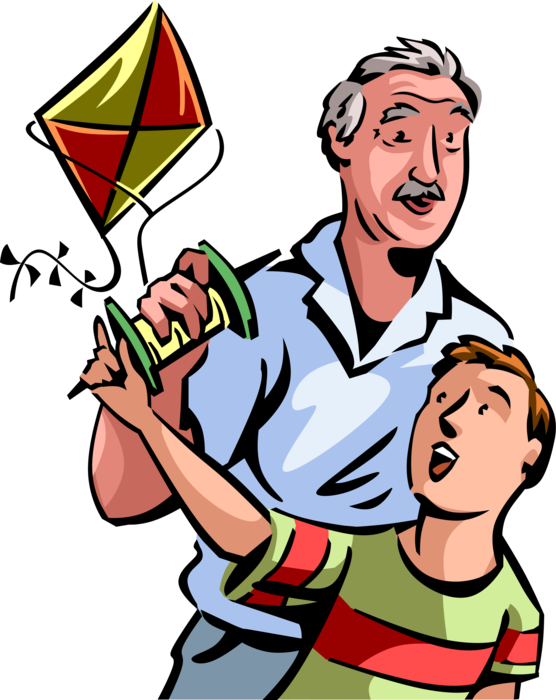 Vector Illustration Of Senior Citizen Grandfather Enjoys - Vector Illustration Of Senior Citizen Grandfather Enjoys (556x700)