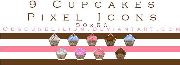 Cupcake Pixel Icons By Obscurelilium - Hfs (600x300)