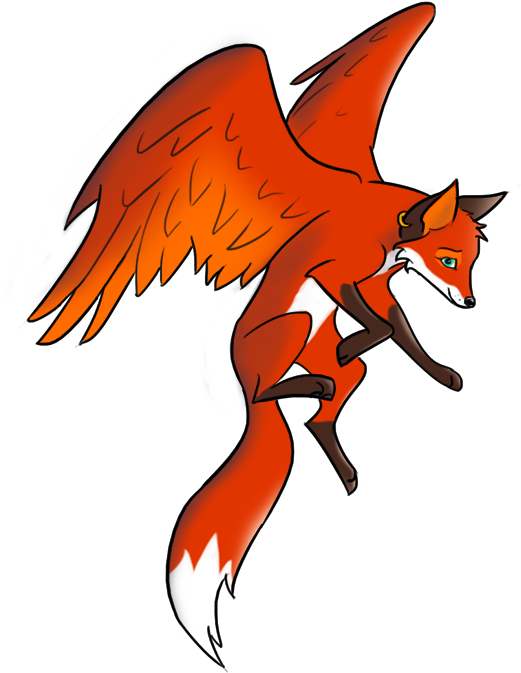 Grace - Fox With Wings Drawing (534x700)