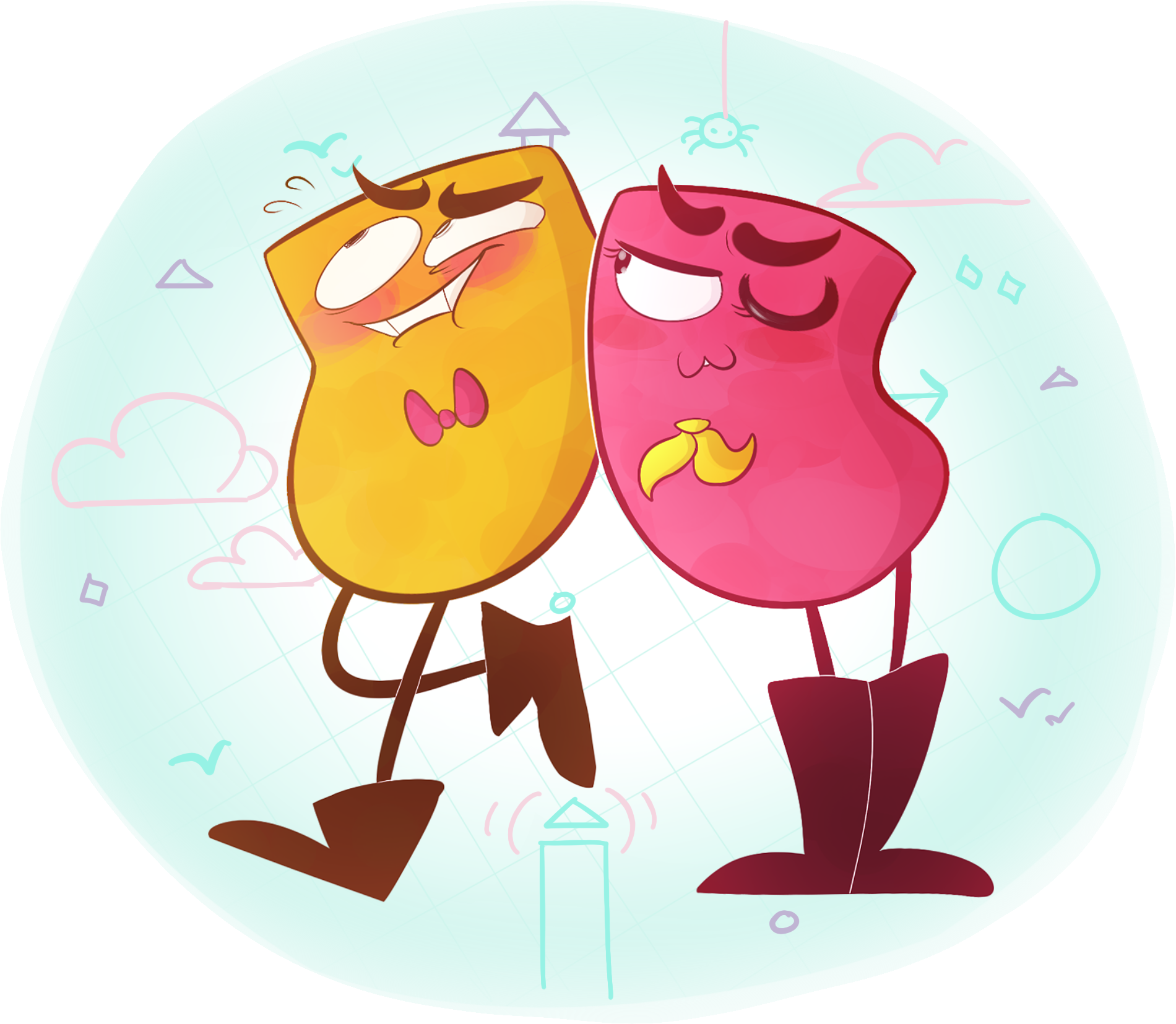 Scribbles And Dipples The New Video Game Icons By Mikky-be - Snipperclips Plus Fanart (1900x1655)